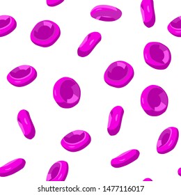 Seamless pattern with pink erythrocytes on white background