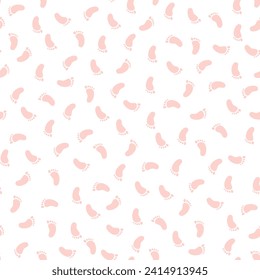 Seamless pattern with pink feet