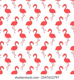 Seamless pattern with pink flamingo