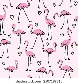 seamless pattern with pink flamingo, background for poster, invitation, greeting cards, textile