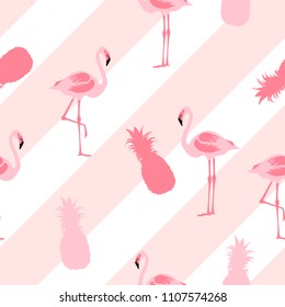 Seamless pattern pink flamingo on Oblique Straight Line Background.printing wallpaper.vector illustration