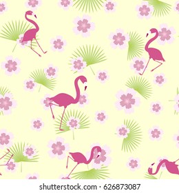Seamless pattern pink flamingo vector illustration