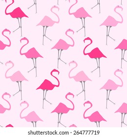 seamless pattern with pink flamingos 
