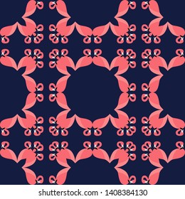 Seamless pattern with Pink Flamingos. Cute cartoon. Vector illustration. Can be used for wallpaper, textile, invitation card, wrapping, web page background.