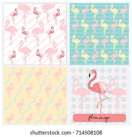 Seamless pattern with pink flamingos. Simple design to fabric.