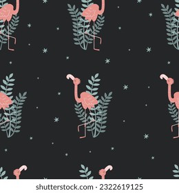 Patrón sin foco con flamencos rosados. Esta colección es perfecta para crear carátulas de libros y carteles, impresiones de arte, postales, pegatinas, carteles, collages, marca, medios sociales, ropa.