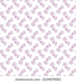 Seamless Pattern of Pink Floral Motifs on White Background for Designs