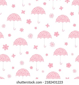 Seamless pattern pink floral umbrella vector illustration