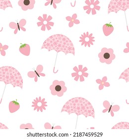 Nahtlose Muster, rosafarbener Blumenschirm, Vektorgrafik