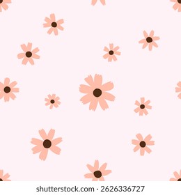 Padrão contínuo com flor rosa no vetor de fundo rosa.
