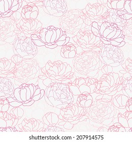 Seamless pattern pink flower peones