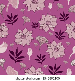 seamless pattern with pink flowers