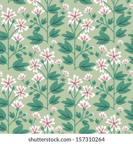 Seamless pattern with pink flowers