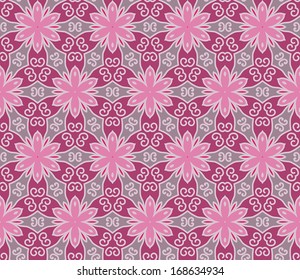 Seamless pattern with pink flowers