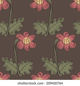 Seamless pattern with pink flowers