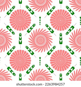 seamless pattern with pink flowers