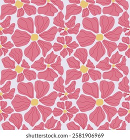 seamless pattern with pink flowers