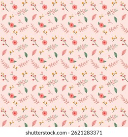 seamless pattern with pink flowers