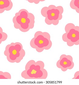 seamless pattern with pink flowers