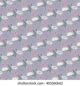 Seamless pattern with pink flowers