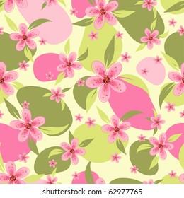 Seamless pattern with a pink flowers