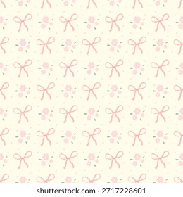 Patrón sin fisuras con flores y arco rosados, patrón de tela, papel de regalo