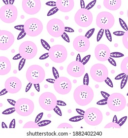 Seamless pattern with pink flowers. Cute floral background. Pattern for print, textile; packaging