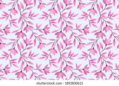 Patrón inmaculado con diseño de flores rosadas. Se puede usar para papel textil de tela.