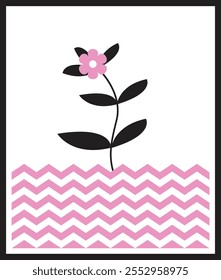 Seamless pattern with pink flowers design vector art. Painting, wallpaper.