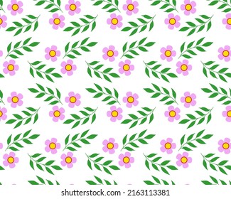 Nahtloses Muster aus
rosafarbene Blumen und grüne Blätter. Blumenmuster für Modedrucke. Design für Textilien, Tapeten, Verpackungspapier.