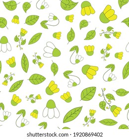 Nahtloses Muster mit rosafarbenen Blumen und Blättern. Vektorgrafik