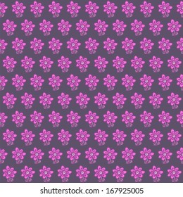 Seamless pattern with pink flowers on gray background
