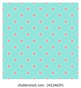 Seamless pattern. Pink flowers on turquoise background