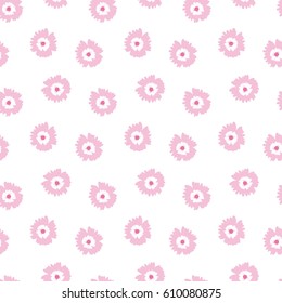 Seamless pattern with pink flowers on a white background. Spring light airy texture. vector.