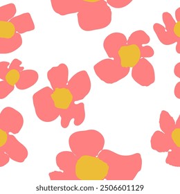 seamless pattern with pink flowers repeat style, replete image design for fabric printing