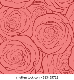 Seamless pattern with pink flowers silhouette. Gentle colors. Female pattern. Handmade.