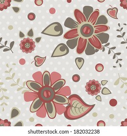 Seamless pattern with pink flowers summer