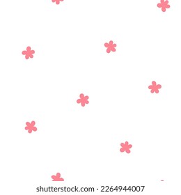 Seamless pattern with pink flowers and white background