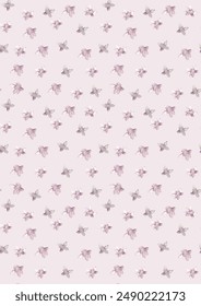 Seamless pattern with pink flowers and white background Vector pattern with flowers and plants. 
