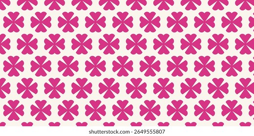 Seamless pattern with pink four-leaf clover motif