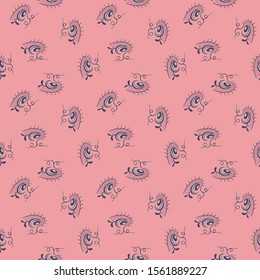 seamless pattern in pink with funny abstract ornaments