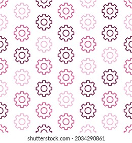 Seamless pattern with pink gears and white background