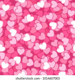 Seamless pattern with pink glitter hearts for Valentines day decoration. Vector illustration