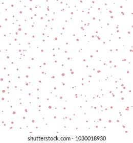 Seamless pattern with pink glitter textured confetti on white background