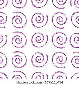 Seamless pattern with pink and gray curls (helix, spiral, scroll) on white background. Vector pattern. eps 10
