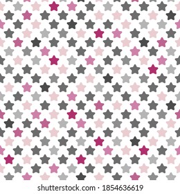 Seamless pattern with pink and gray stars on white background. Design template for wallpaper,wrapping, textile. Vector illustration
