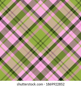 Seamless pattern in pink and green colors for plaid, fabric, textile, clothes, tablecloth and other things. Vector image. 2