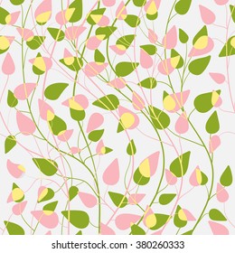 seamless pattern of pink and green leaves
