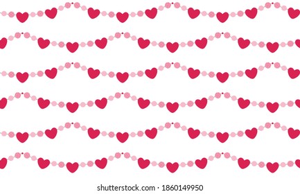 Patrón sin foco con garland de corazón rosado. 