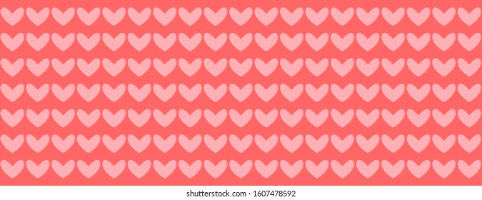 Seamless pattern with pink heart Horizontal Banner. simple vector image